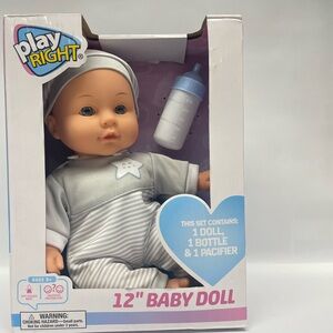 12" Baby Doll with Gray Outfit